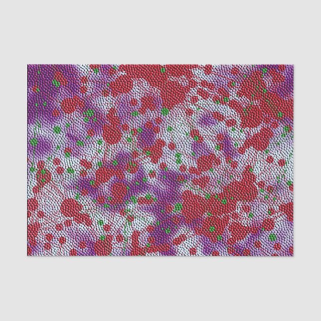 Papel De Seda Tecido de Blob Faux Marble Vermelho Verde (Frente )