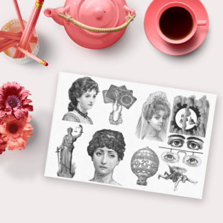 Papel De Seda Tecido de Colagem de Elegância Elegante Vintage