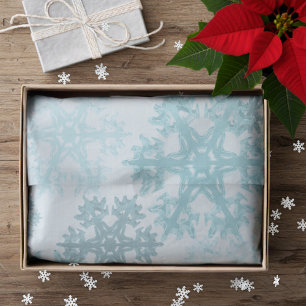 Papel De Seda Tecido de cor azul-de-gelo com floco de neve