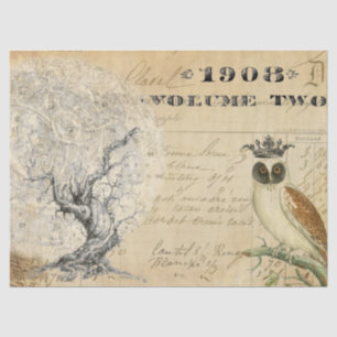 Papel De Seda Tecido de Decoupage da árvore da lua