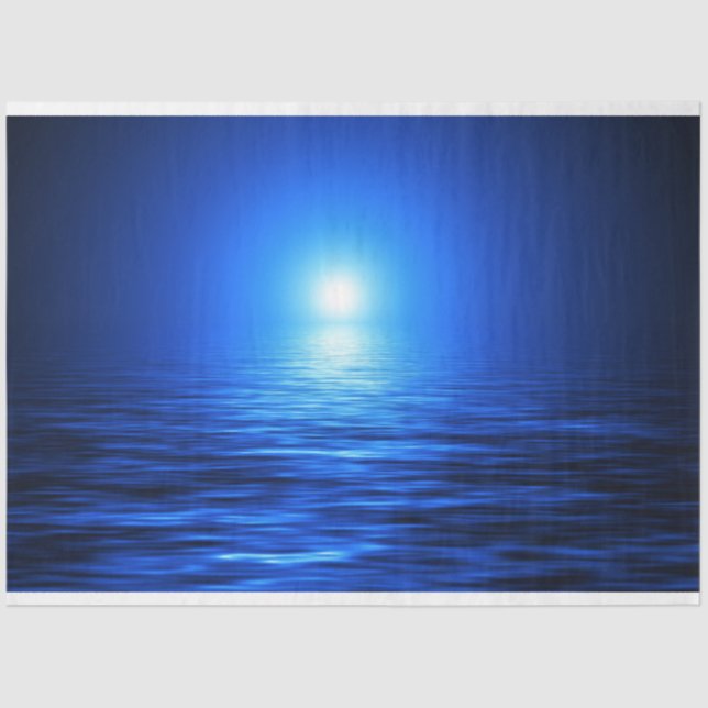 Papel De Seda Tecido de Decoupage de Moonlight do Oceano (Frente )