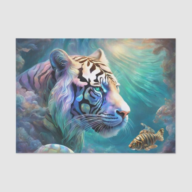 Papel De Seda Tecido de Decoupage de Peixes Tigres (Frente )