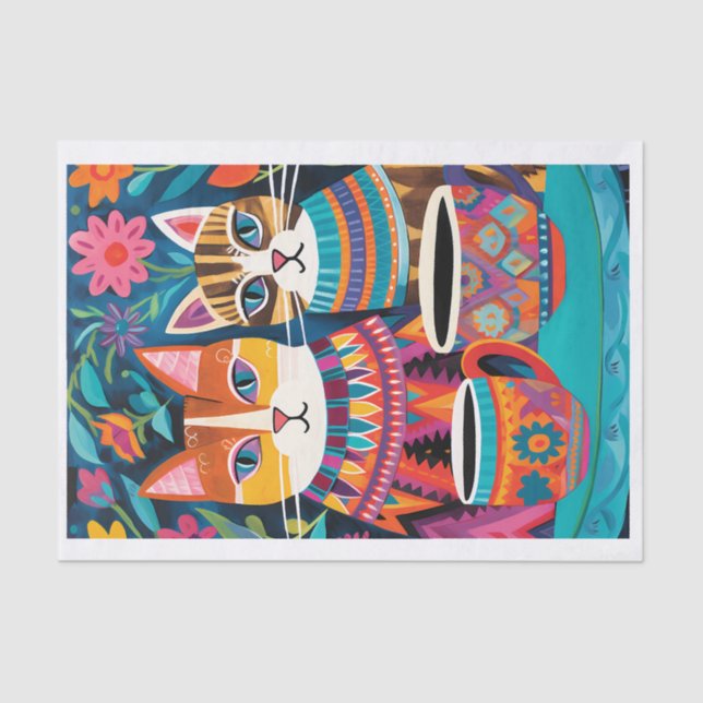 Papel De Seda Tecido de Decoupage do Estilo de Arte Folclórica d (Frente )