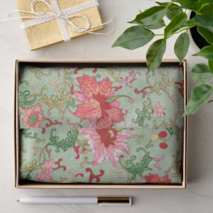 Papel De Seda Tecido de dissociação floral chinês verde