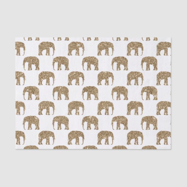 Papel De Seda Tecido de elefante da selva de ouro branco (Frente )