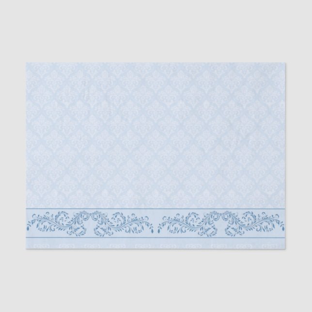Papel De Seda Tecido de empacotamento - Azul-Icy Damask (Frente )
