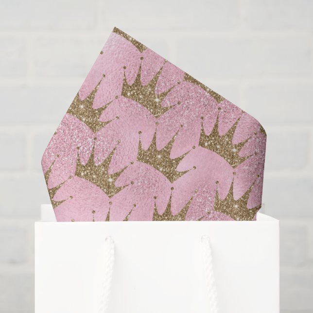Papel De Seda Tecido de festa de coroa dourada de princesa com b (Sacola de presentes)