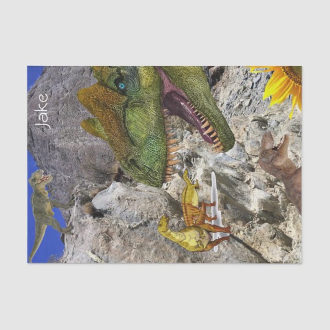 Papel De Seda Tecido de girassol Floral Dinossauro (Frente )