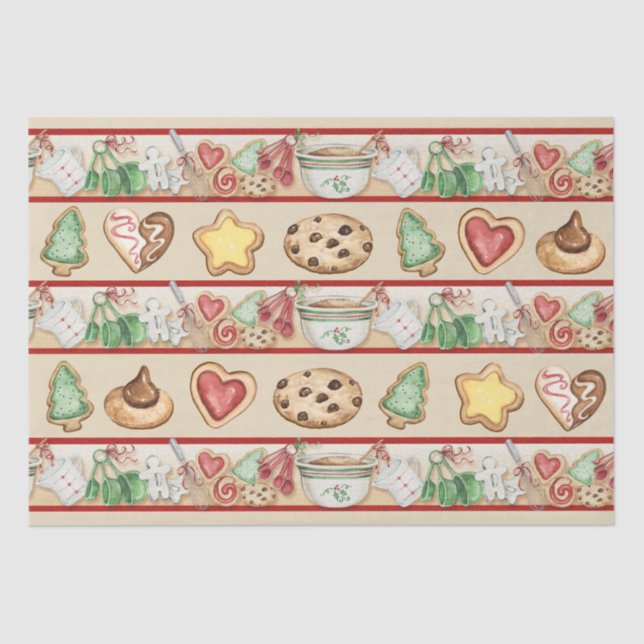 Papel De Seda Tecido de moldagem de cookies natalinos (Frente )
