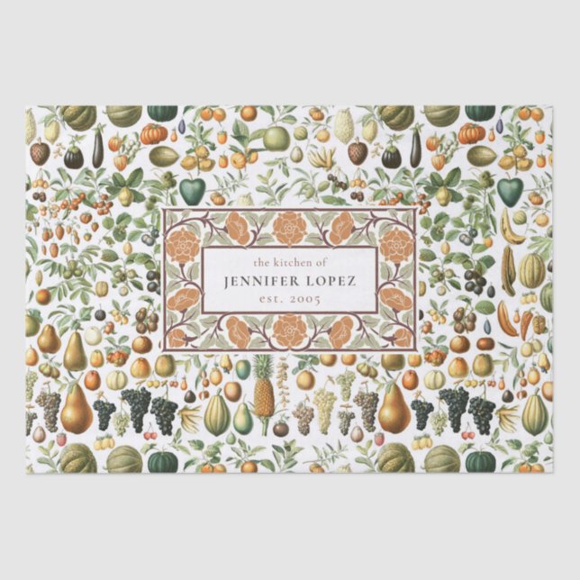 Papel De Seda Tecido de padrão de Fruta do Adolphe Millot (Frente )