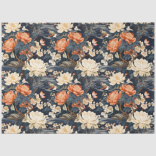 Papel De Seda Tecido de Padrão Floral Chinoiserie