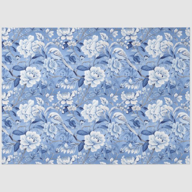 Papel De Seda Tecido de Padrão Floral Chinoiserie (Frente )