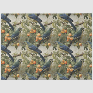Papel De Seda Tecido de Padrão Floral Chinoiserie