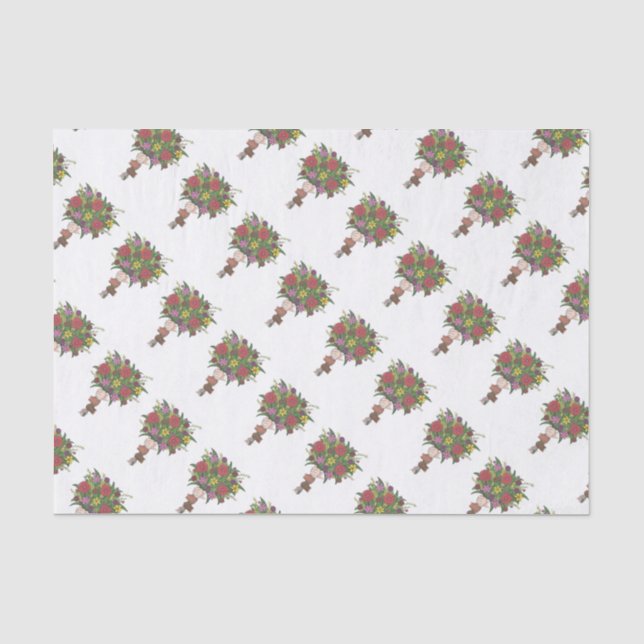 Papel De Seda Tecido de professor de Buquê Flor de Mãos Pequenas (Frente )