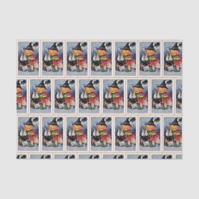 Papel De Seda Tecido do partido da abóbora da bruxa do Dia das (Frente )