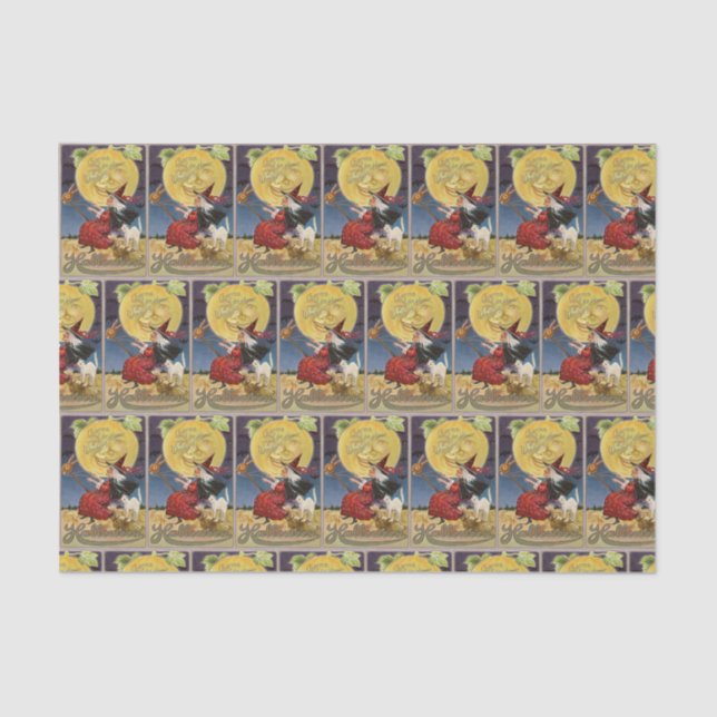 Papel De Seda Tecido do partido da lua da bruxa do Dia das (Frente )