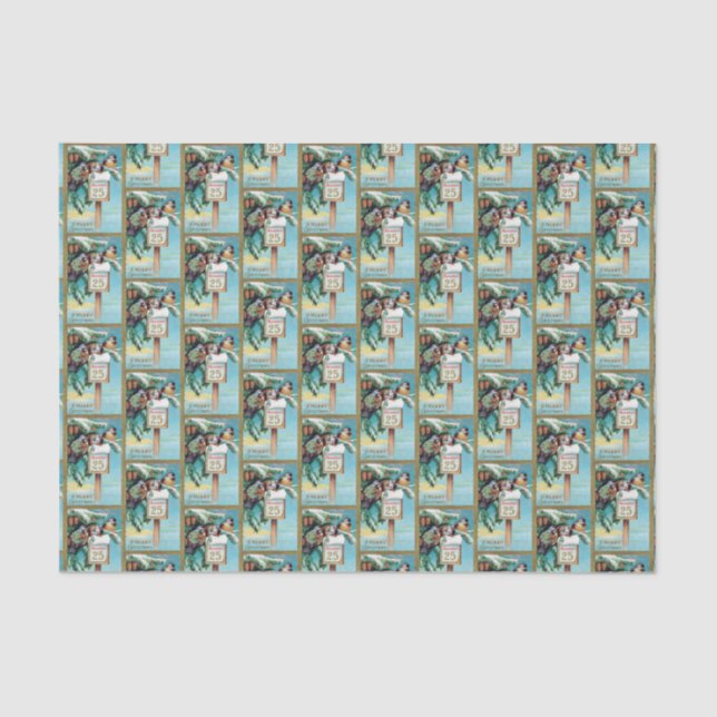 Papel De Seda Tecido do partido dos pássaros do feriado do natal (Frente )