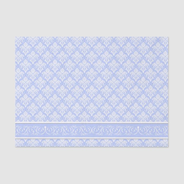 Papel De Seda Tecido embebido - Damasco Azul Wedgewood (Frente )