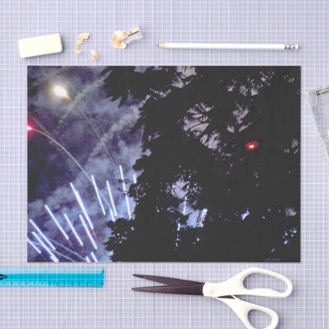 Papel De Seda Tecido Fireworks 1 (Arte )