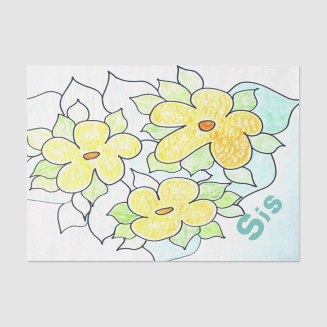 Papel De Seda Tecido Floral Amarelo (Frente )