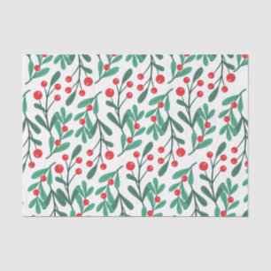 Papel De Seda Tecido Floral Clássico de Natal Verde e Vermelho