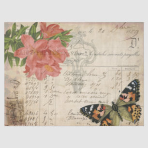 Papel De Seda Tecido floral de Decoupage das coisas efêmeras