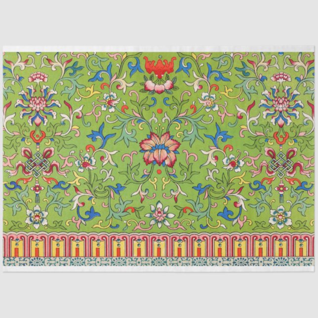 Papel De Seda Tecido verde de dissociação floral (Frente )