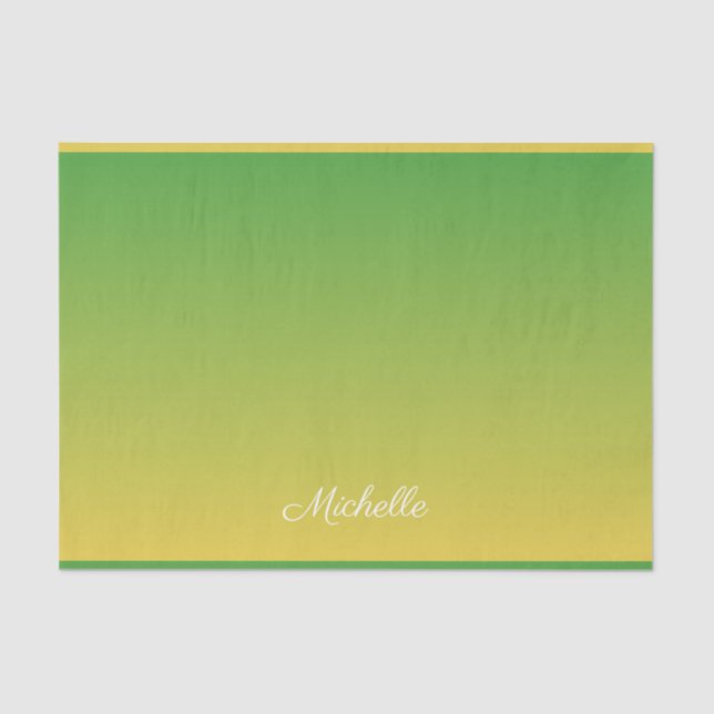 Papel De Seda Tecido verde e amarelo personalizado (Frente )