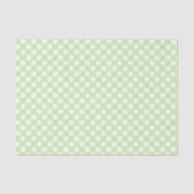 Papel De Seda Tecido verde suave Gingham (Frente )
