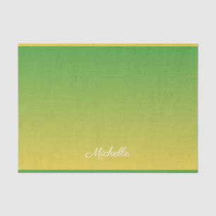 Papel De Seda Tecla verde e amarela personalizada