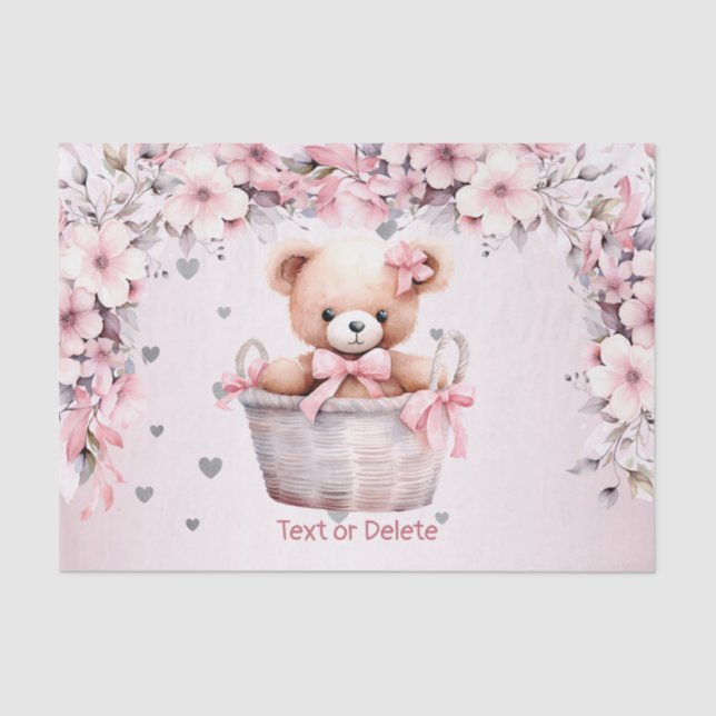 Papel De Seda Teddy Bear Baby Girl Flowant (Frente )