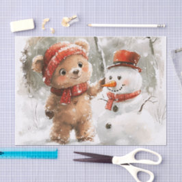 Papel De Seda Teddy Bear e Snowman