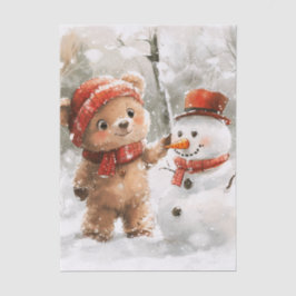 Papel De Seda Teddy Bear e Snowman