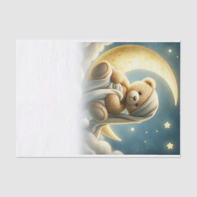 Papel De Seda Teddy Bear sobre Lua Brilhante Stars Celestial Sky (Frente )