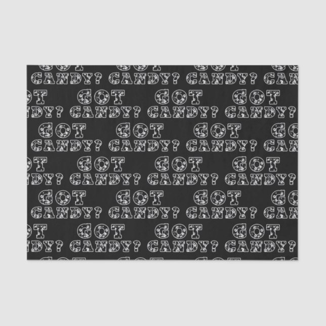 Papel De Seda Tem Doces? Caveiras Pretas e Brancas Halloween (Frente )