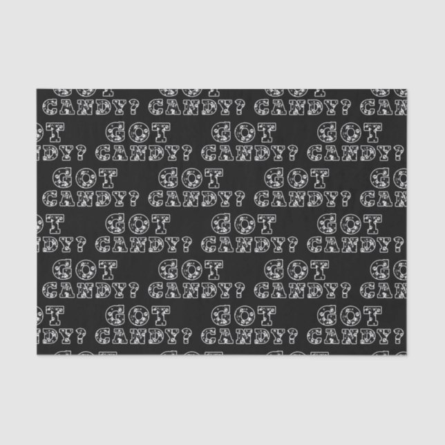 Papel De Seda Tem o Candy? Halloween dos Skulls Pretos e Brancos (Frente )