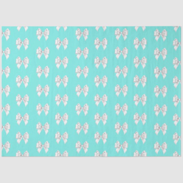 Papel De Seda Tema Azul Tiffany Menina com Laço Branco (Frente )