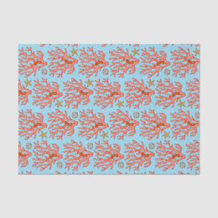 Papel De Seda Tema costeiro do coral marinho e do dólar