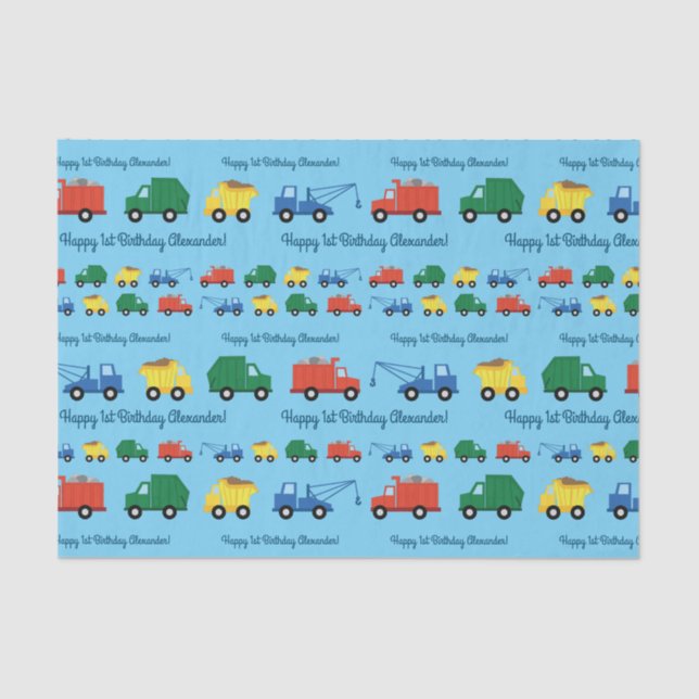 Papel De Seda Tema de Festa de primeiro aniversario de Carros de (Frente )