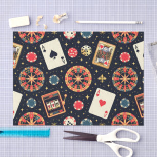 Papel De Seda tema de padrão de cassino em preto