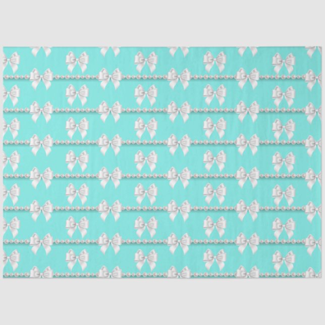 Papel De Seda Tema Formal Pérolas Tiffany Glam Azul Água (Frente )