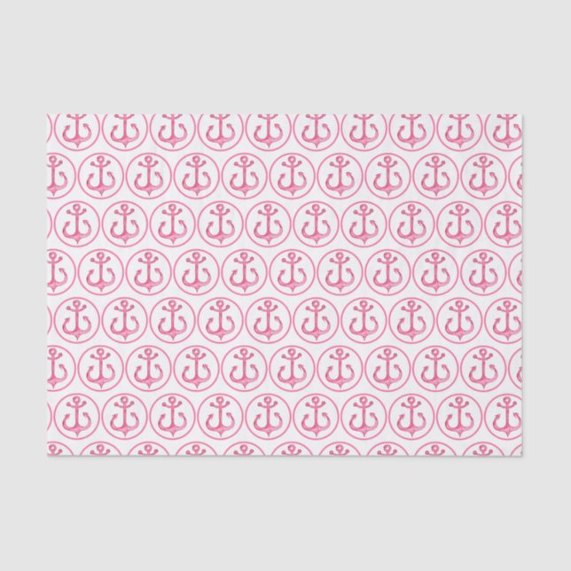 Papel De Seda Tema náutico | Papel-chave para ancoragem rosa (Frente )