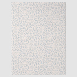 Papel De Seda Tema Religioso Azul e Creme - Pombo e Flores -