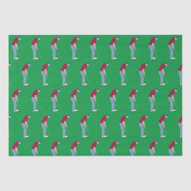 Papel De Seda Tema Vibrante de Golfe Verde Colocando (Frente )