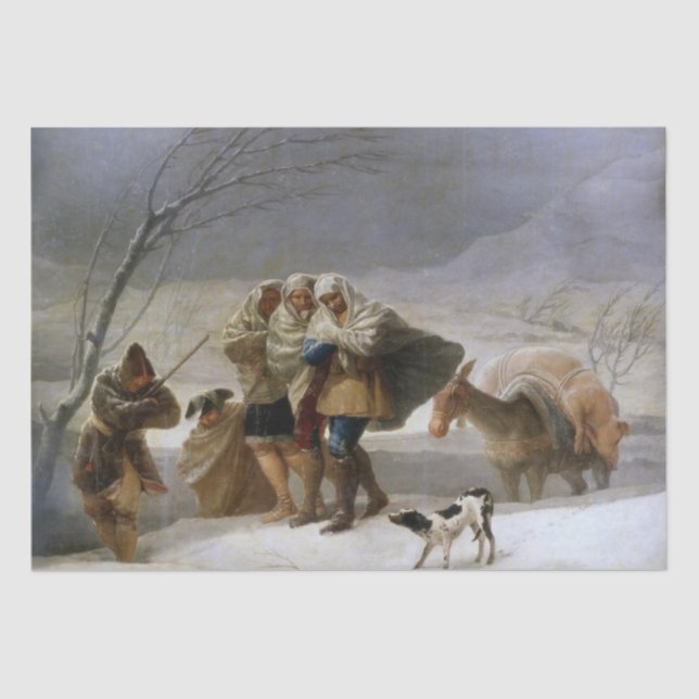 Papel De Seda Tempestade de neve no inverno (por Francisco Goya) (Frente )