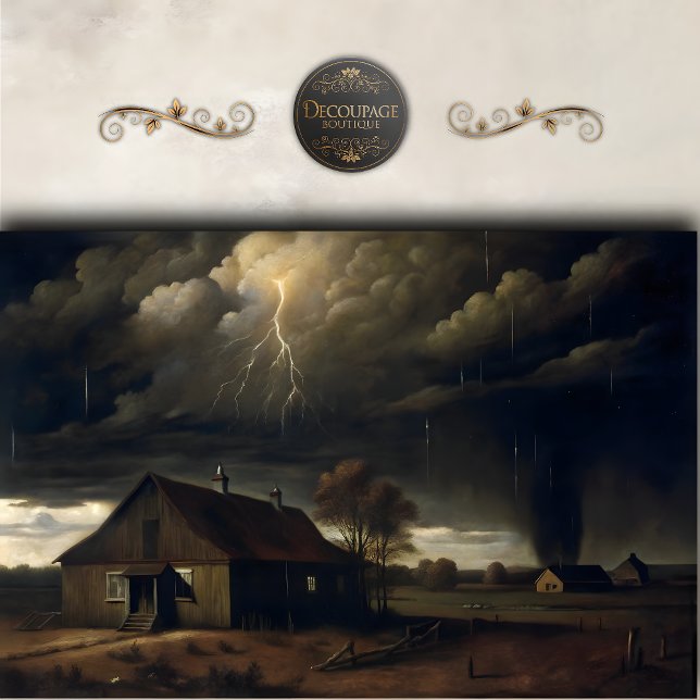 Papel De Seda Tempestade sobre a Desnuvem do Armazém (Storm Over Farmhouse Decoupage Tissue Paper)