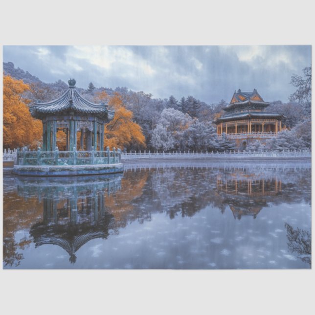 Papel De Seda Templo do Pavilhão do Jardim Chinês de Disco (Frente )