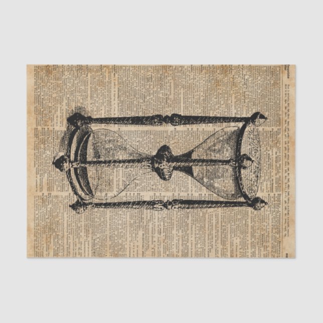 Papel De Seda Tempo, ampulheta antiga, página do livro do (Frente )