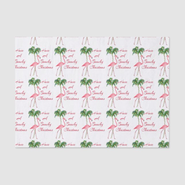 Papel De Seda Tenha Um Flamingo De Natal De Beachê (Frente )