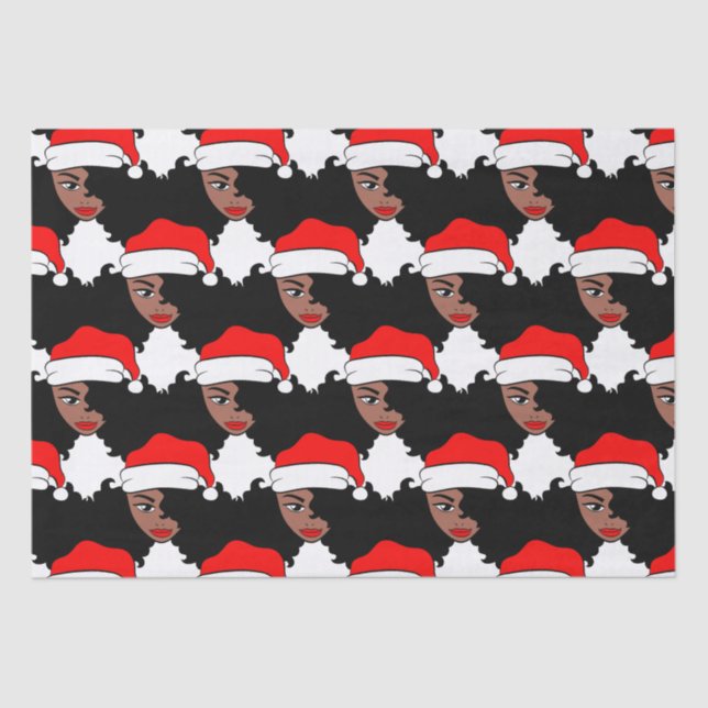 Papel De Seda Tenha Um Melanino Natal Negro Papai Noel (Frente )
